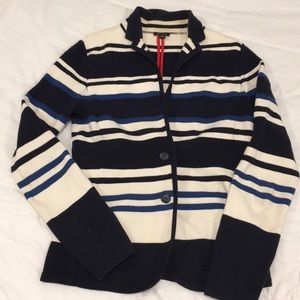 Ann Taylor striped navy/white cardigan size m